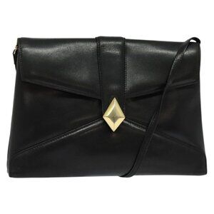 Authentic GIVENCHY Shoulder Bag Leather Black Gold